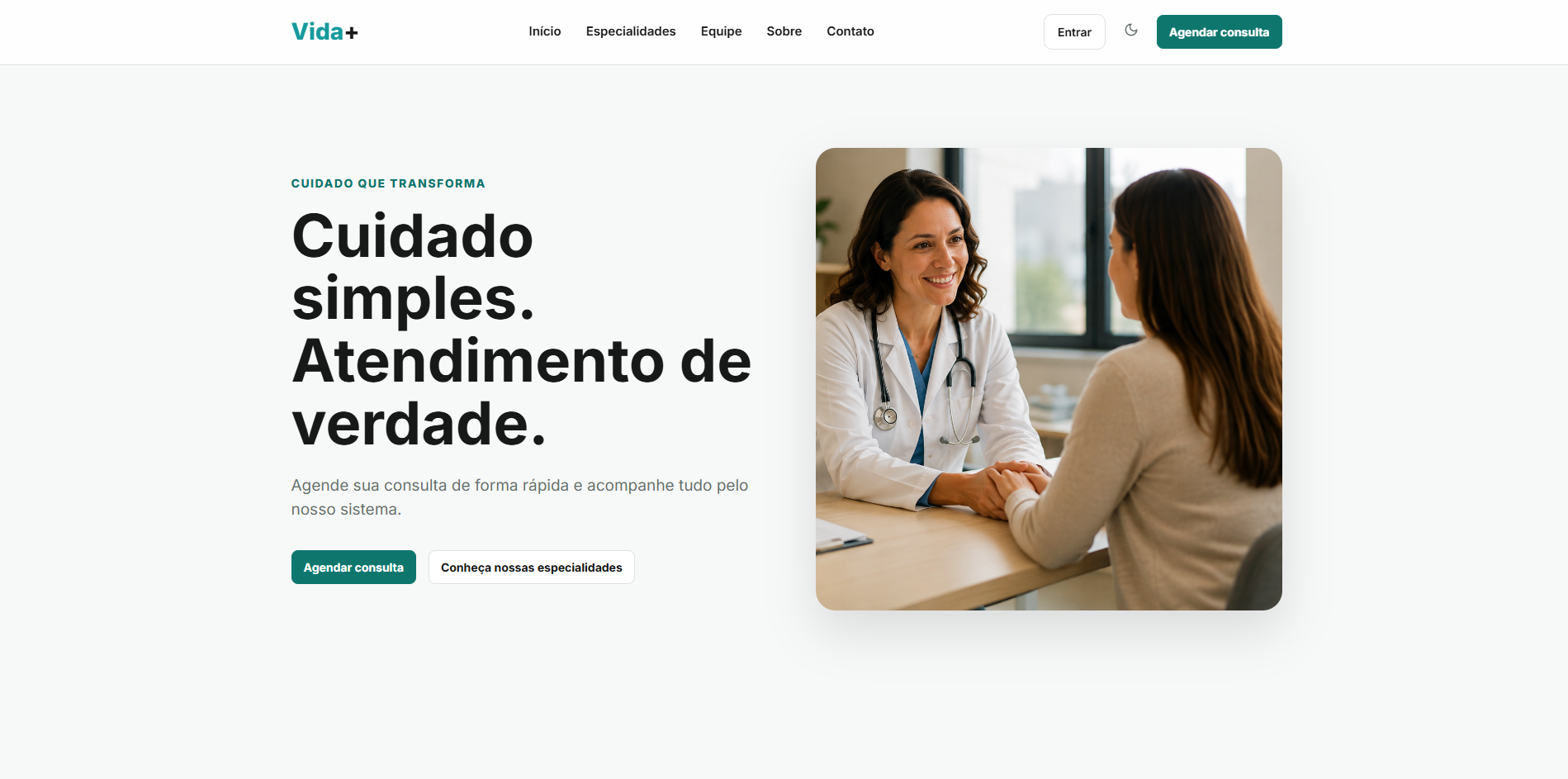 Prévia do projeto Clínica Vida+