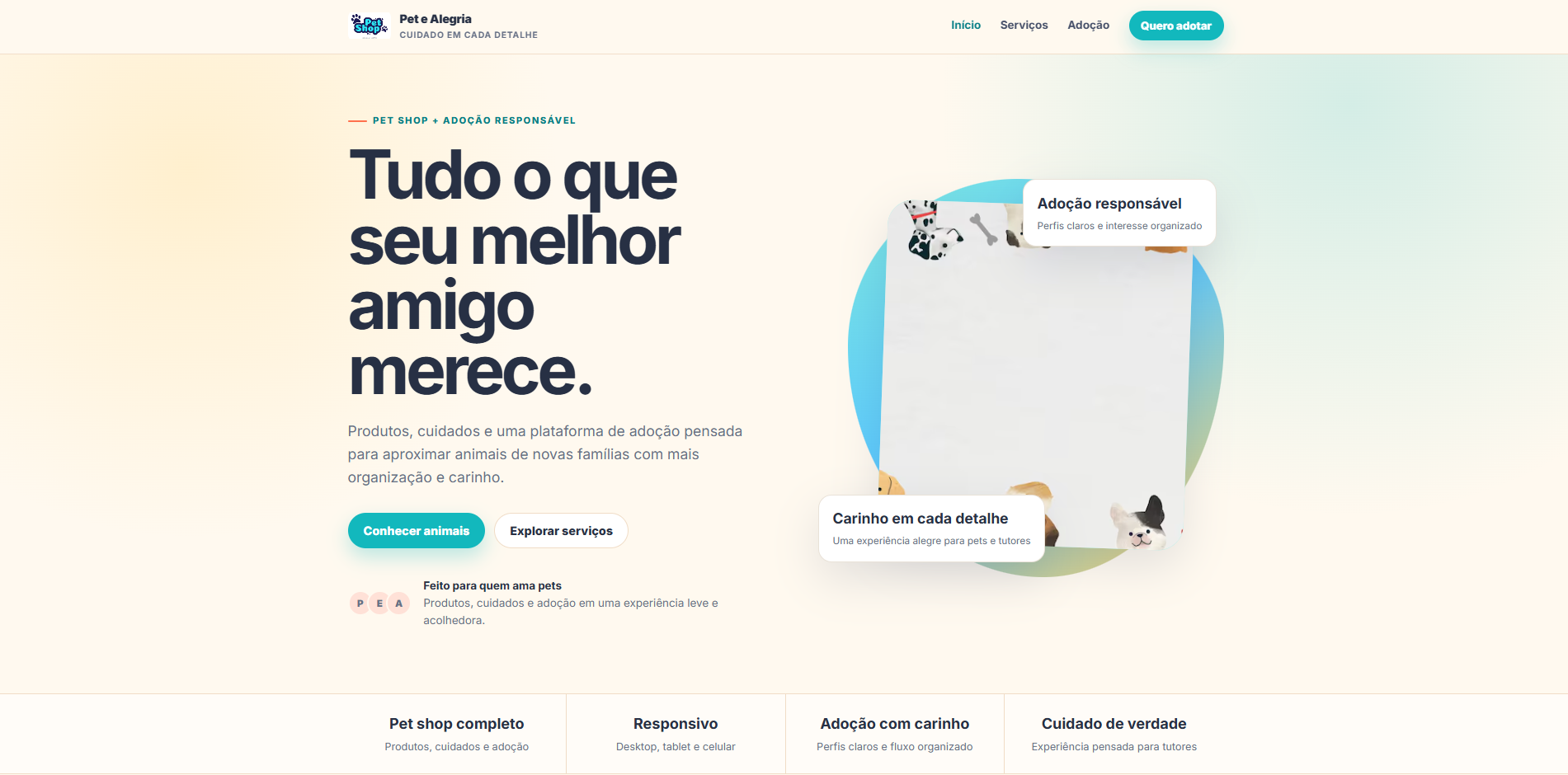 Prévia do projeto Pet e Alegria